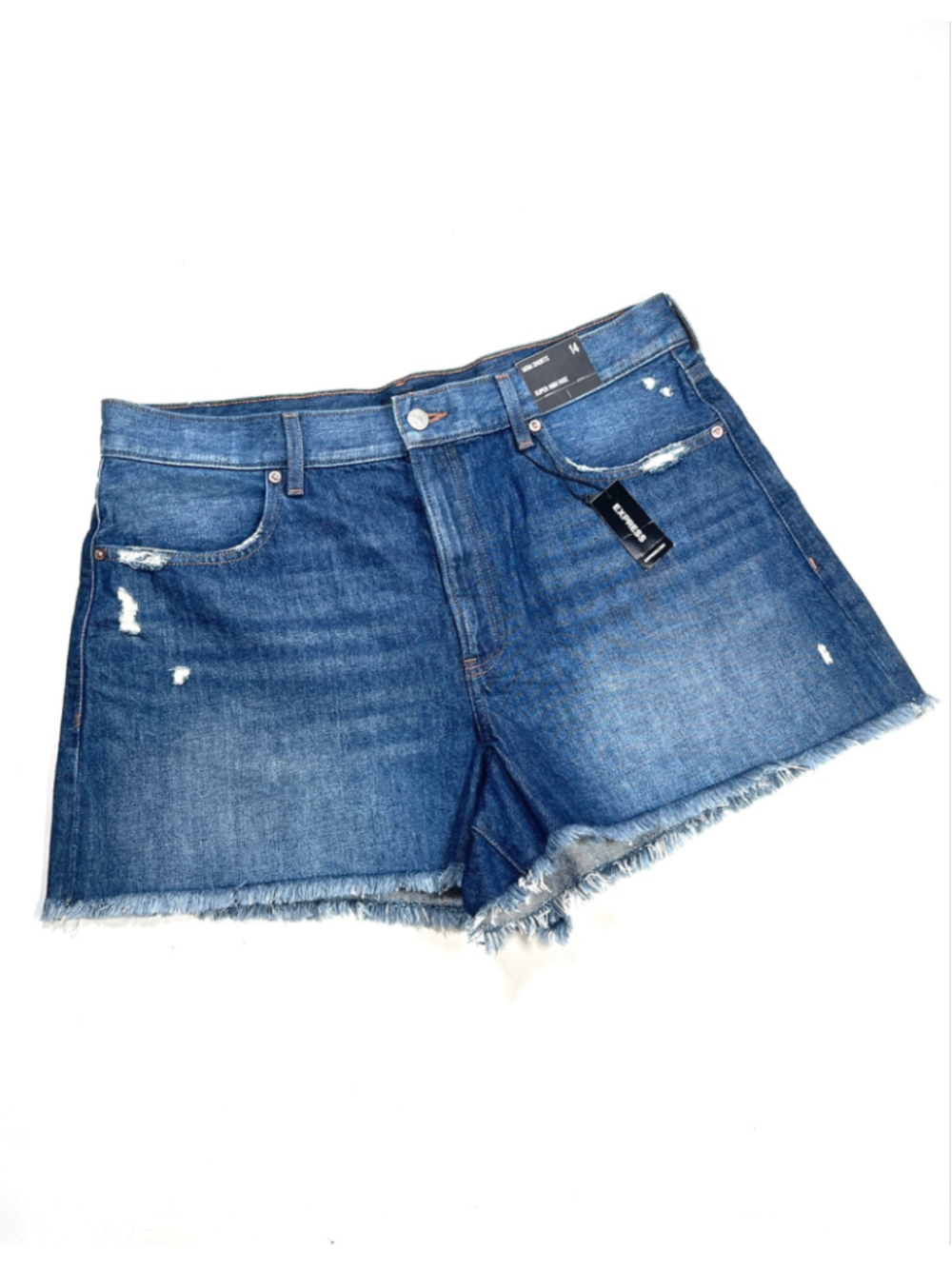 NWT Express Shorts Mom Jean Shorts Blue Size 14 Super High Rise
